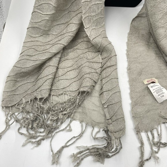 Echo Unisex Acrylic Fringe Scarf Beige 90 in X 25 In - Picture 6 of 12